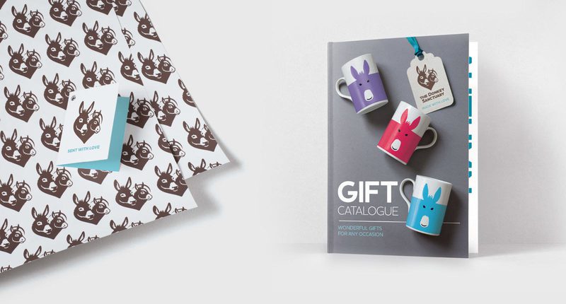 The Donkey Sanctuary product and retail charity charity retail branding wrap and catalogue 353fe568217a4ecd8f2727f818d6534e